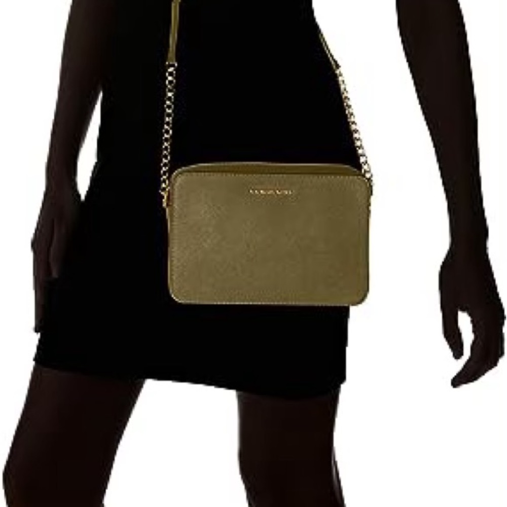 MICHAEL KORS JET SET LARGE EW CROSSBODY Bag Olive Green w/ Gold NWT
